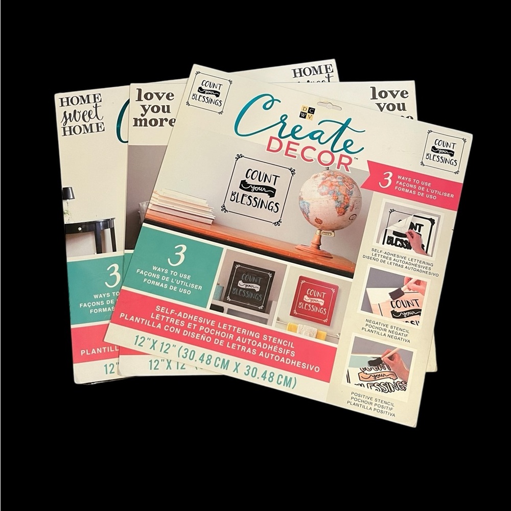 DCWV Create Decor Bundle Lot Self-Adhesive Lettering Stencils NEW